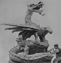Cardiff Town Hall dragon, sculpture by sculptor Henry Charles Fehr