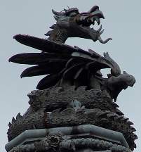 Sculpture of a giant dragon, Cardiff City Hall, by sculptor Henry Charles Fehr