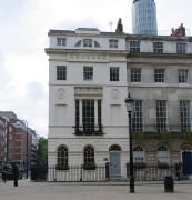 Fitzroy Square, London - end of terrace house with relief sculptural decoration, Classical building by the Adams Brothers, Fitzroy Square, London